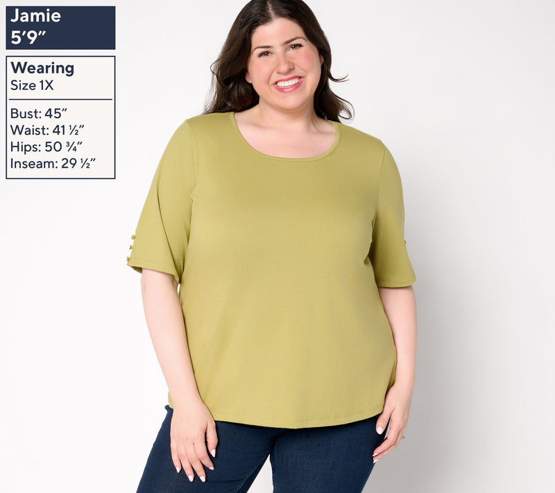 Denim & Co. Essentials Perfect Jersey Elbow Sleeve Top — View 14