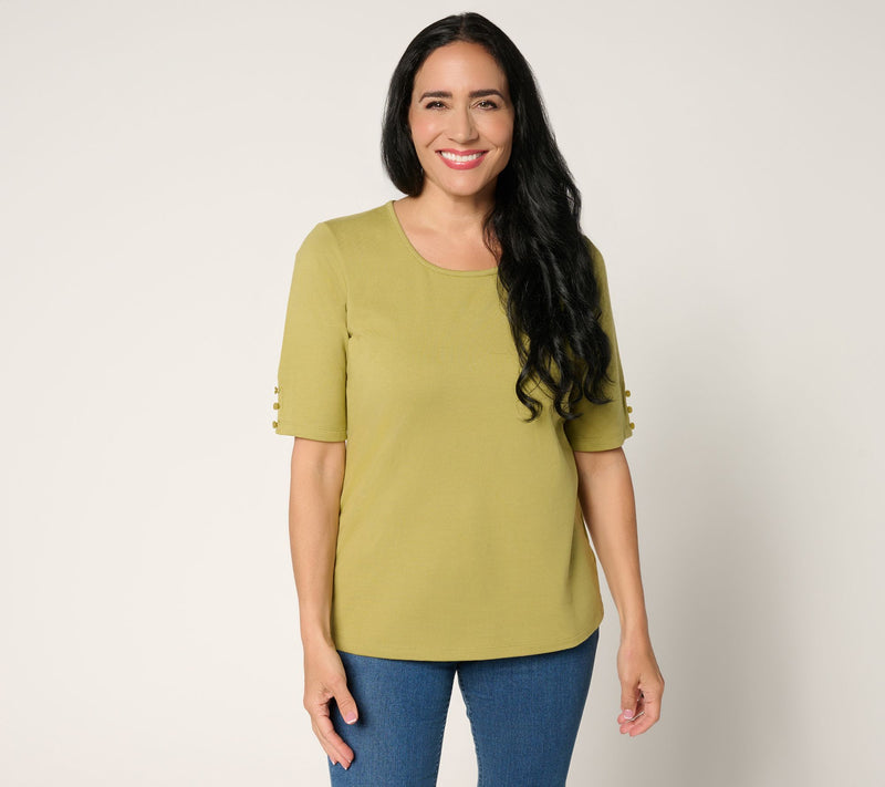Denim & Co. Essentials Perfect Jersey Elbow Sleeve Top — View 24