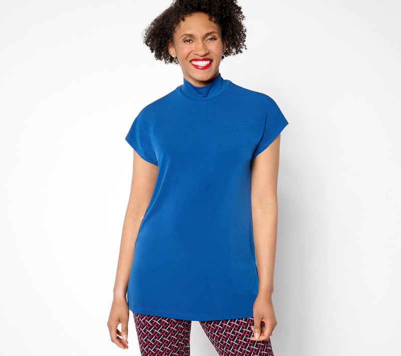 Susan Graver Reg Modern Essentials Liquid Knit Mock-Neck Top — View 9