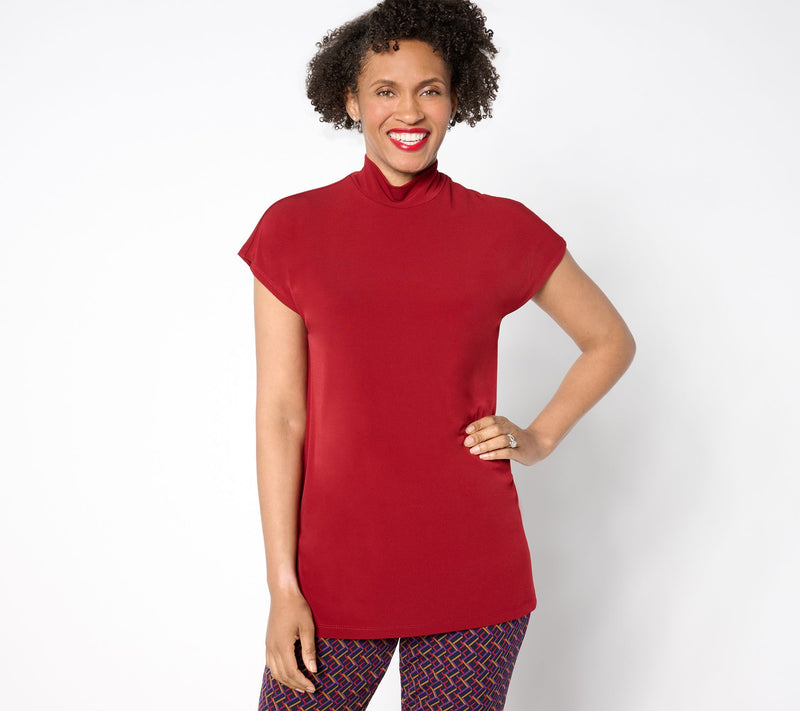 Susan Graver Pet Modern Esentials Liquid Knit Mock-Neck Top — View 3