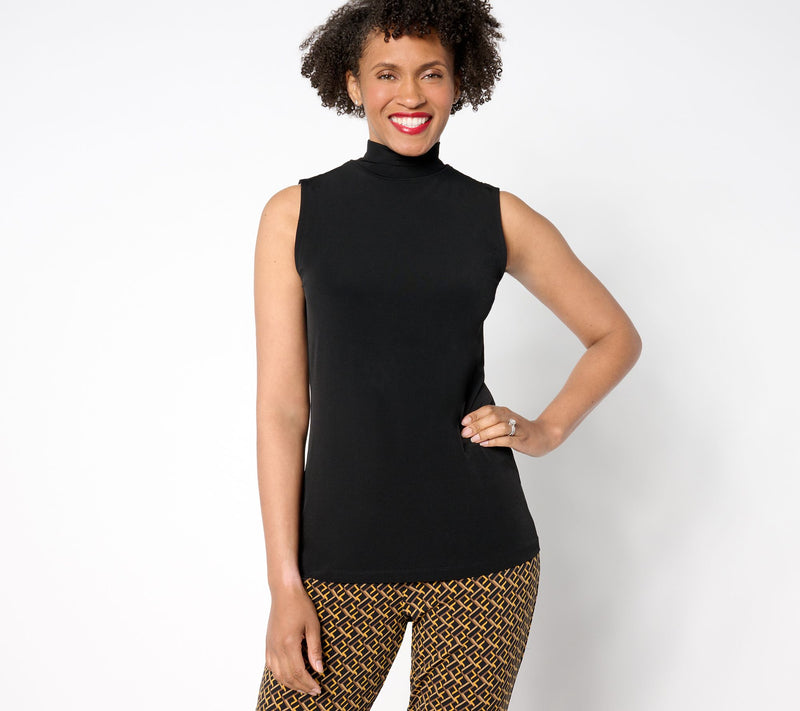 Susan Graver Sleek Essentials Liquid Knit Mock-Neck Tank — View 9