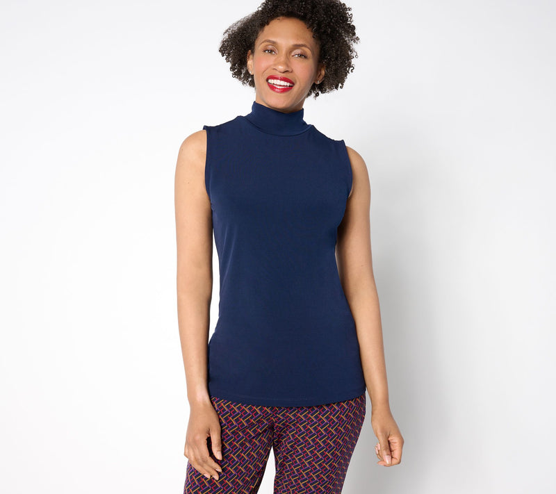 Susan Graver Sleek Essentials Liquid Knit Mock-Neck Tank — View 7