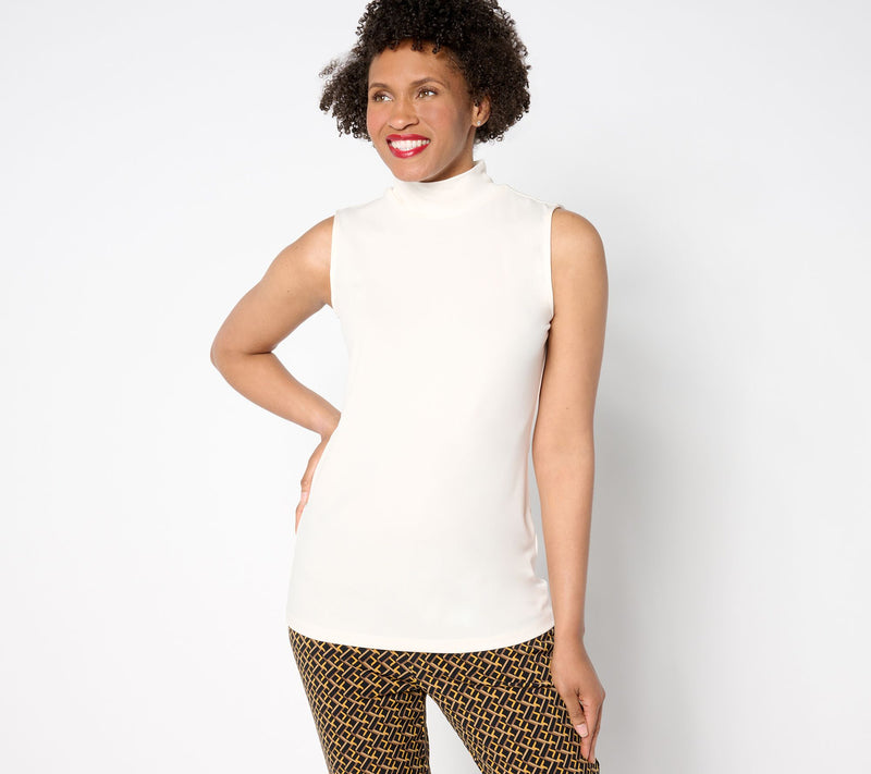 Susan Graver Sleek Essentials Liquid Knit Mock-Neck Tank — View 5