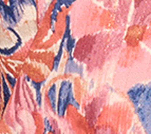 Susan Graver Printed Woven Tie Front Cardigan with Lurex — View 7