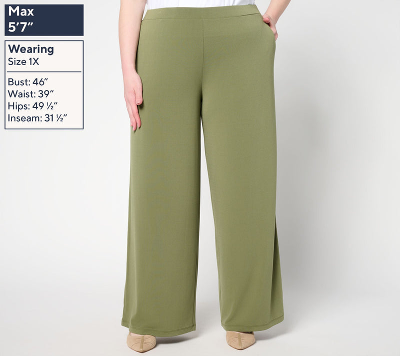 Susan Graver Pet Every Day Textured Liquid Knit Wide-Leg Pants — View 2