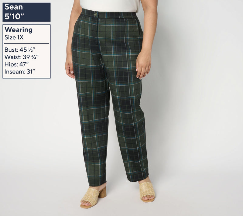Tailored by Susan Graver Reg Printed Ponte Zip-Front Trousers — View 8