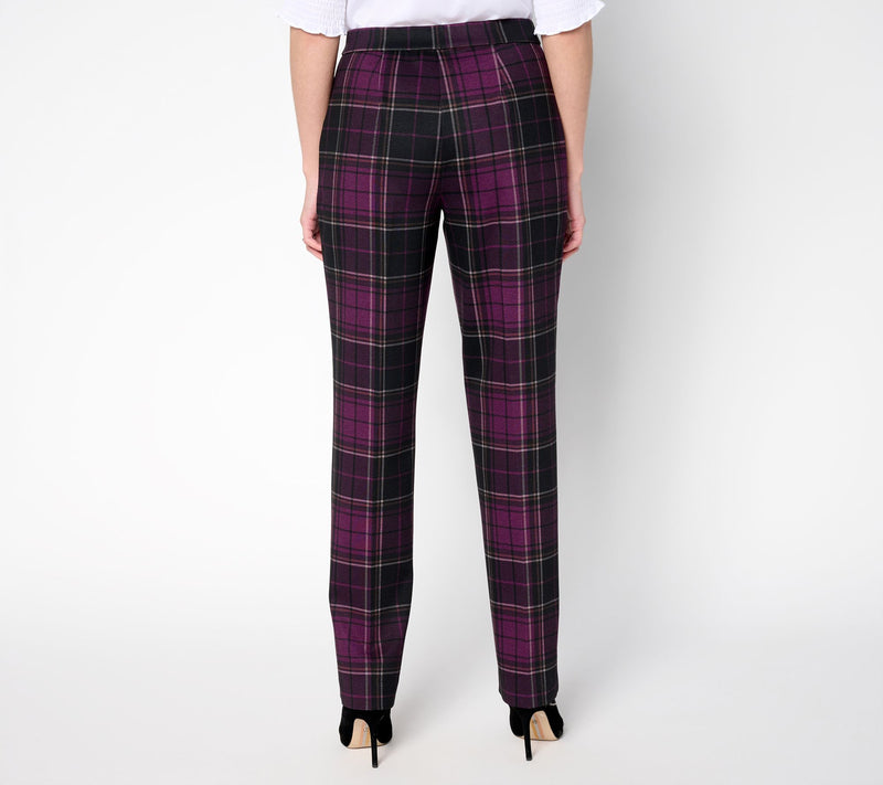 Tailored by Susan Graver Reg Printed Ponte Zip-Front Trousers — View 10