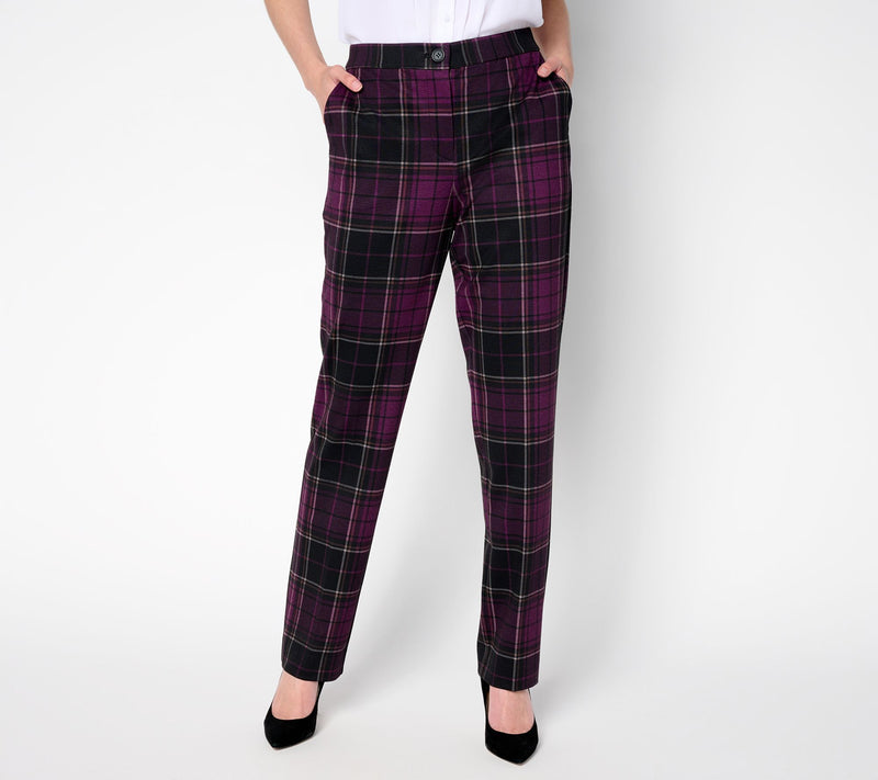Tailored by Susan Graver Reg Printed Ponte Zip-Front Trousers — View 5