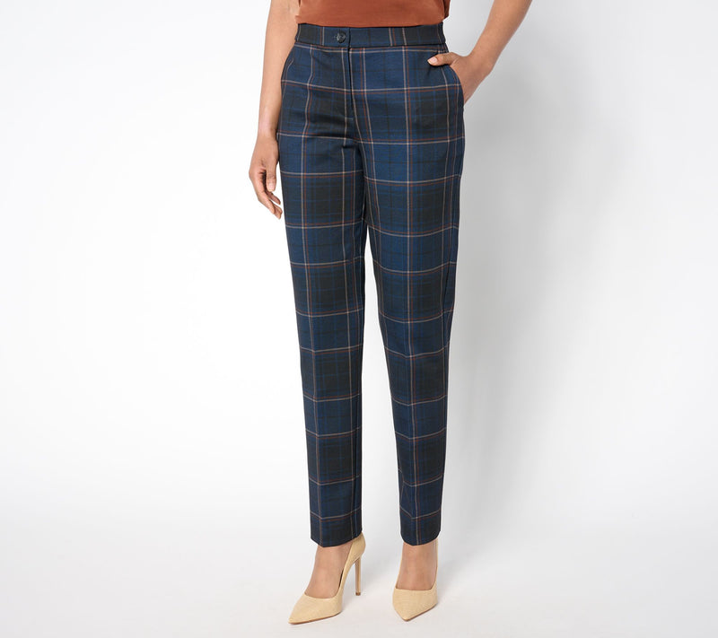 Tailored by Susan Graver Pet Printed Ponte Zip-Front Trousers — View 14