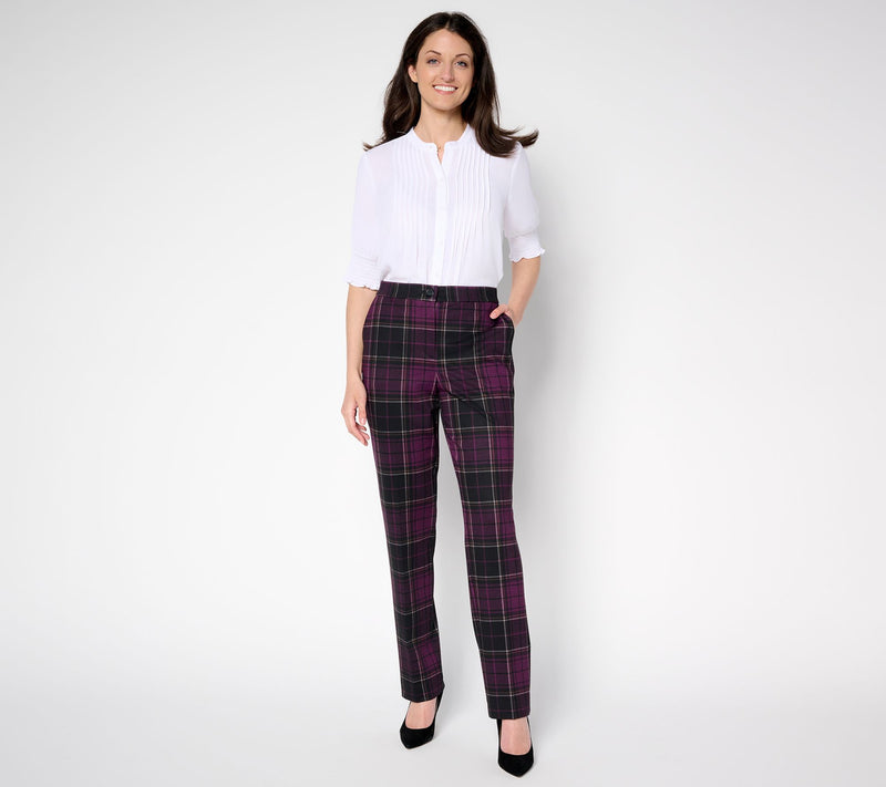 Tailored by Susan Graver Pet Printed Ponte Zip-Front Trousers — View 11