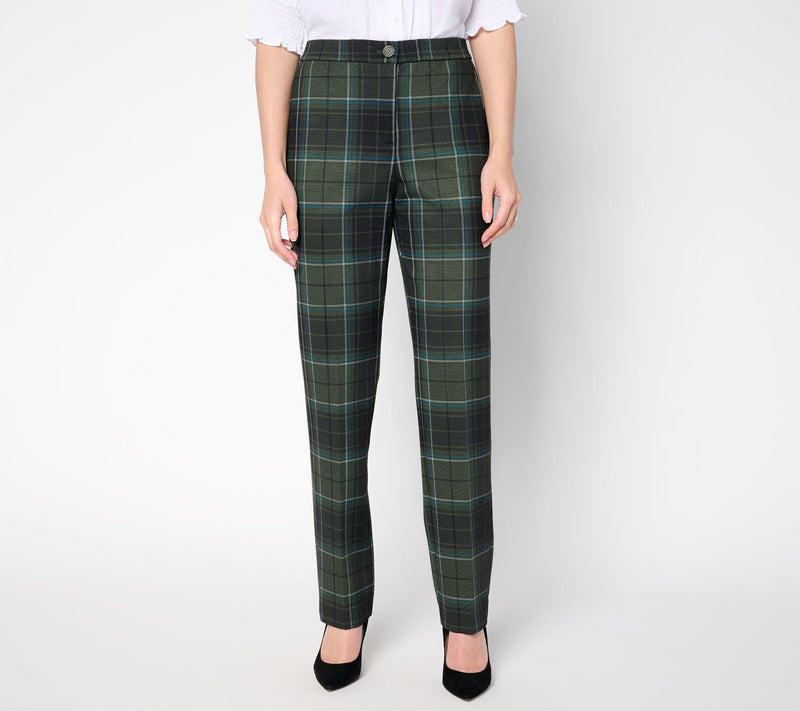 Tailored by Susan Graver Pet Printed Ponte Zip-Front Trousers — View 5