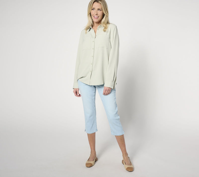 NYDJ Pull On Dakota Crop with Side Slit - Oceanfront — View 3