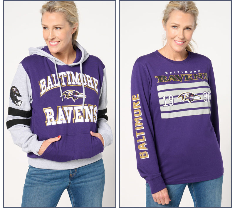 NFL Officially Licensed Long Sleeve Tee & Pullover Hoodie Set — View 3