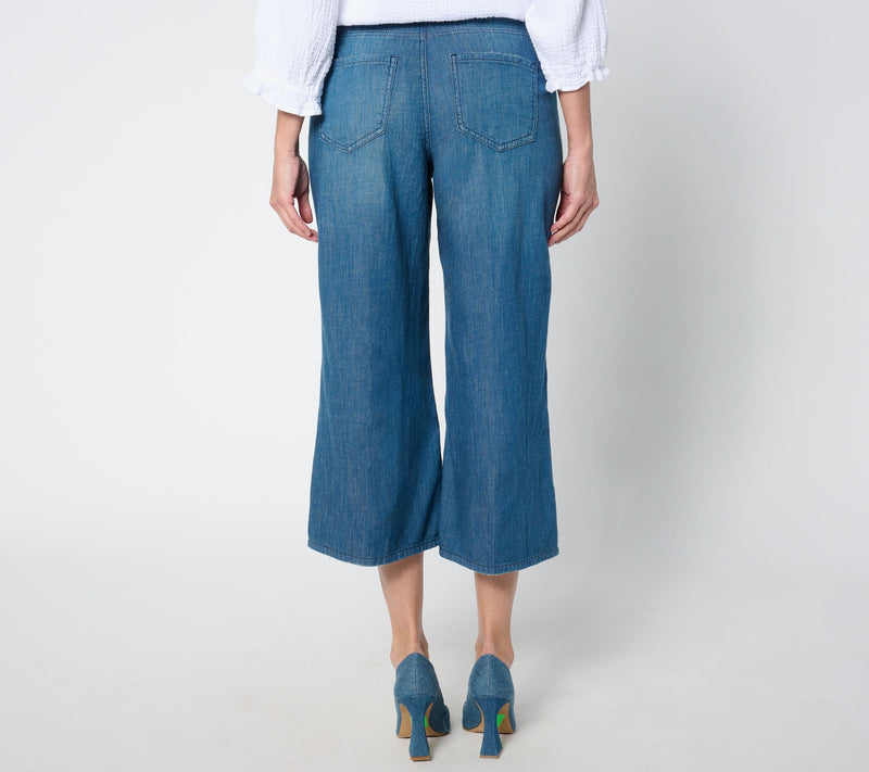 NYDJ High Rise Brigitte Wide Leg Capri - Mission Blue — View 2