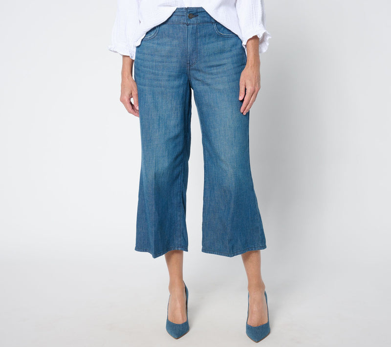 NYDJ High Rise Brigitte Wide Leg Capri - Mission Blue — Main view