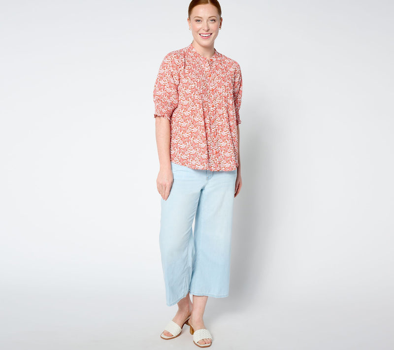 NYDJ High Rise Brigitte Wide Leg Capri - Oceanfront — View 3
