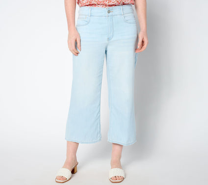 NYDJ High Rise Brigitte Wide Leg Capri - Oceanfront