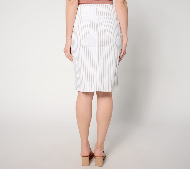 NYDJ High Rise Skirt w/ Hollywood Waistband - Beach Stripe — View 2