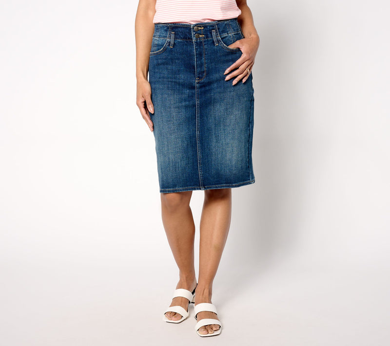 NYDJ High Rise Skirt w/ Hollywood Waistband - Olympus — View 9