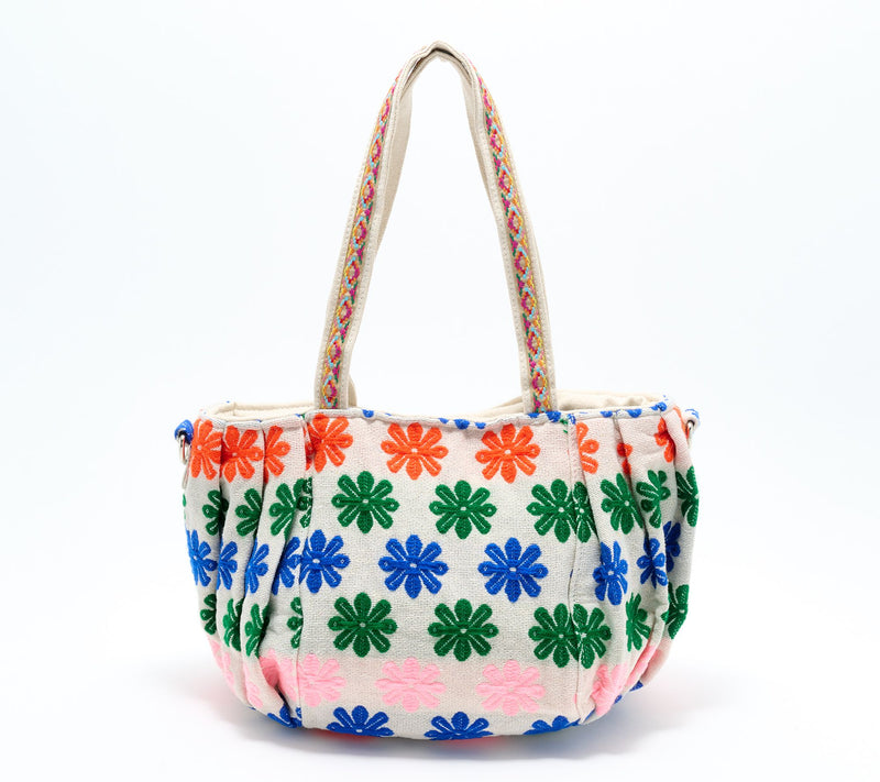 America & Beyond Beaded Ruched Tote with Crossbody Strap — View 3