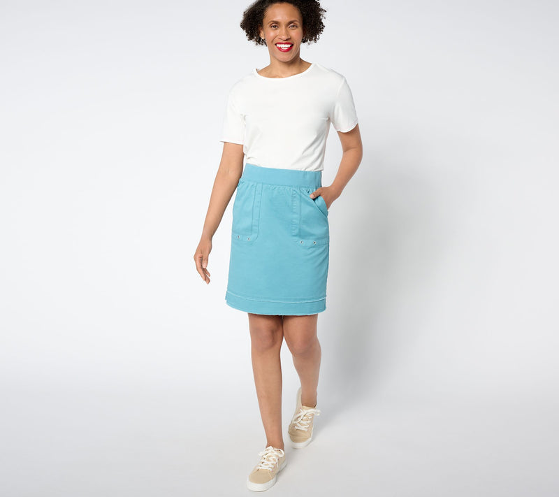 Denim & Co. Regular EasyWear Twill Skirt with Raw Hem Detail — View 11