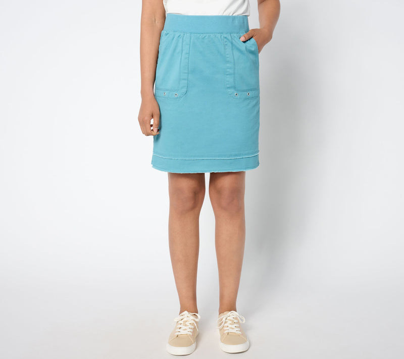 Denim & Co. Regular EasyWear Twill Skirt with Raw Hem Detail — View 7
