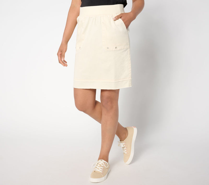 Denim & Co. Regular EasyWear Twill Skirt with Raw Hem Detail — View 9