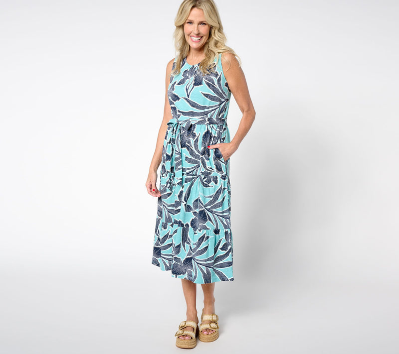 Denim & Co. Adaptive Slub Jersey Tiered Midi Dress — Main view
