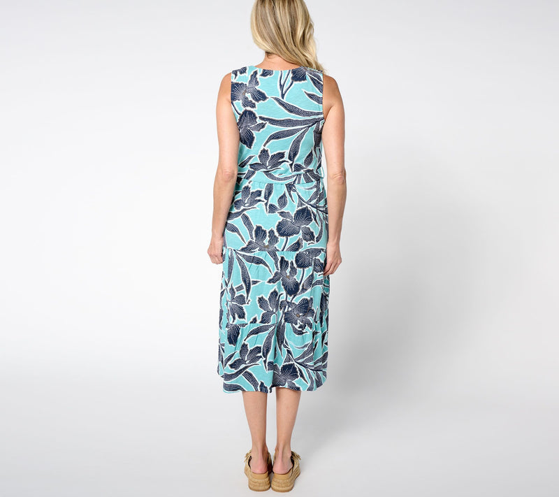 Denim & Co. Adaptive Slub Jersey Tiered Midi Dress — View 2