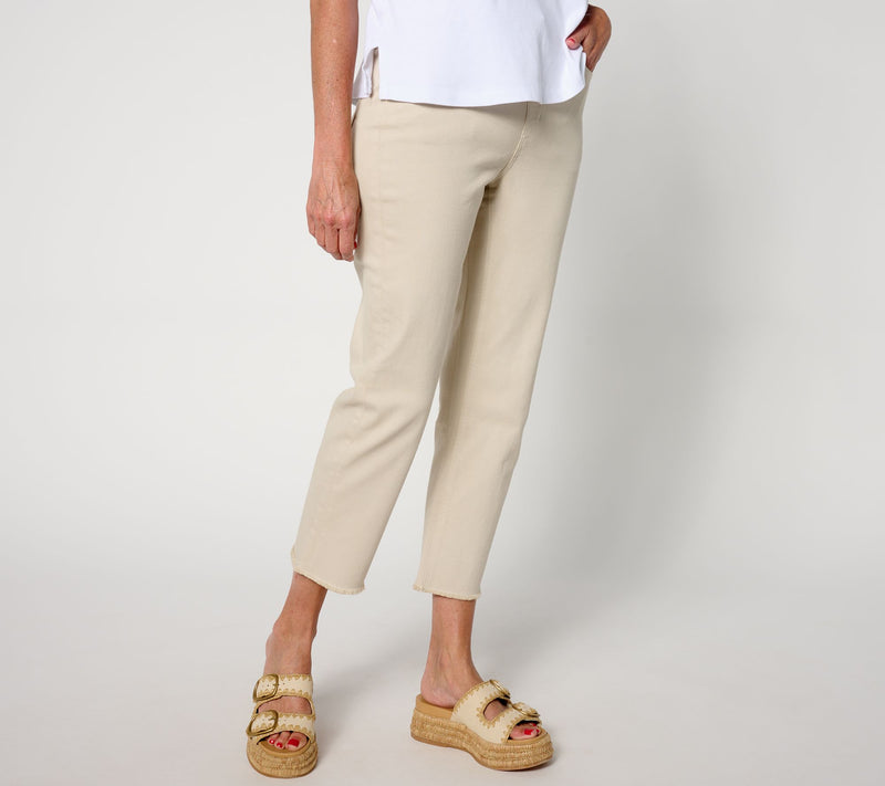 Denim & Co. Easy Stretch Straight Leg Raw Hem Crop Pants — View 9