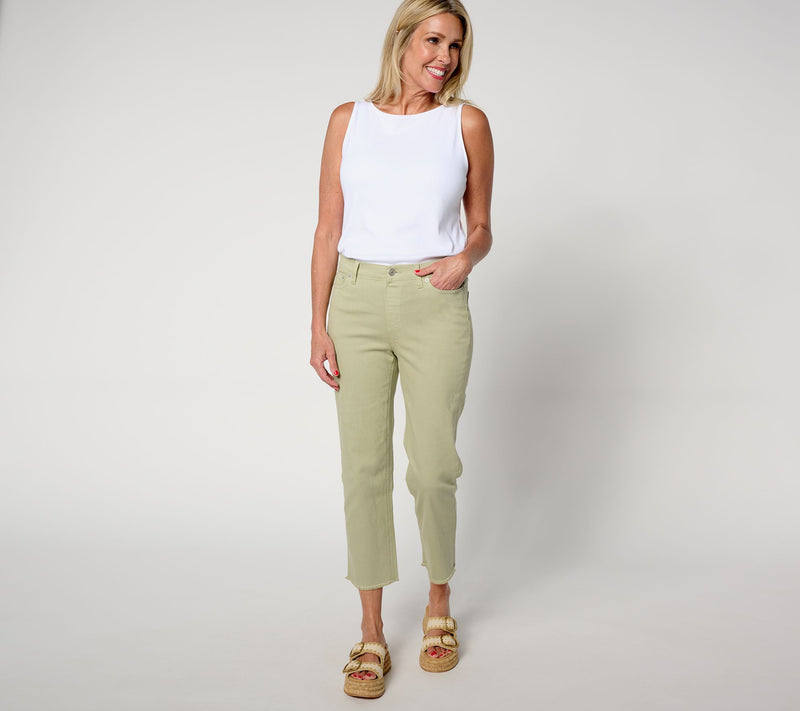 Denim & Co. Easy Stretch Straight Leg Raw Hem Crop Pants — View 11