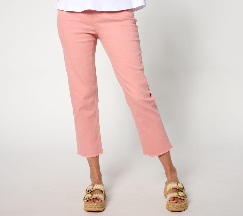 Denim & Co. Easy Stretch Straight Leg Raw Hem Crop Pants — View 5
