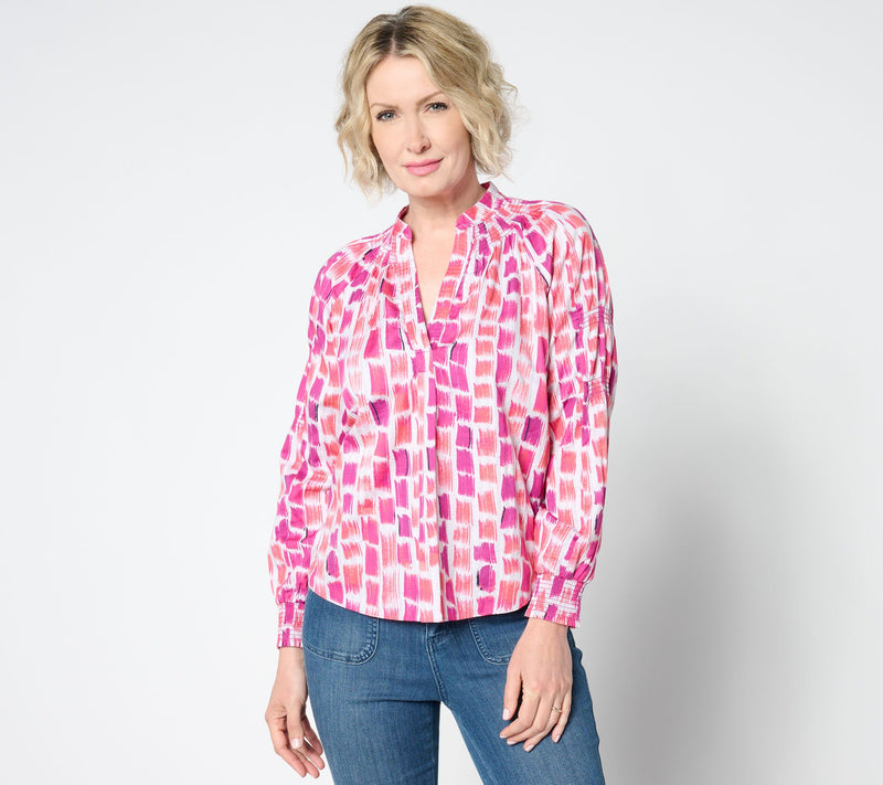 NIC+ZOE Printed Brushstrokes Woven Top — Main view