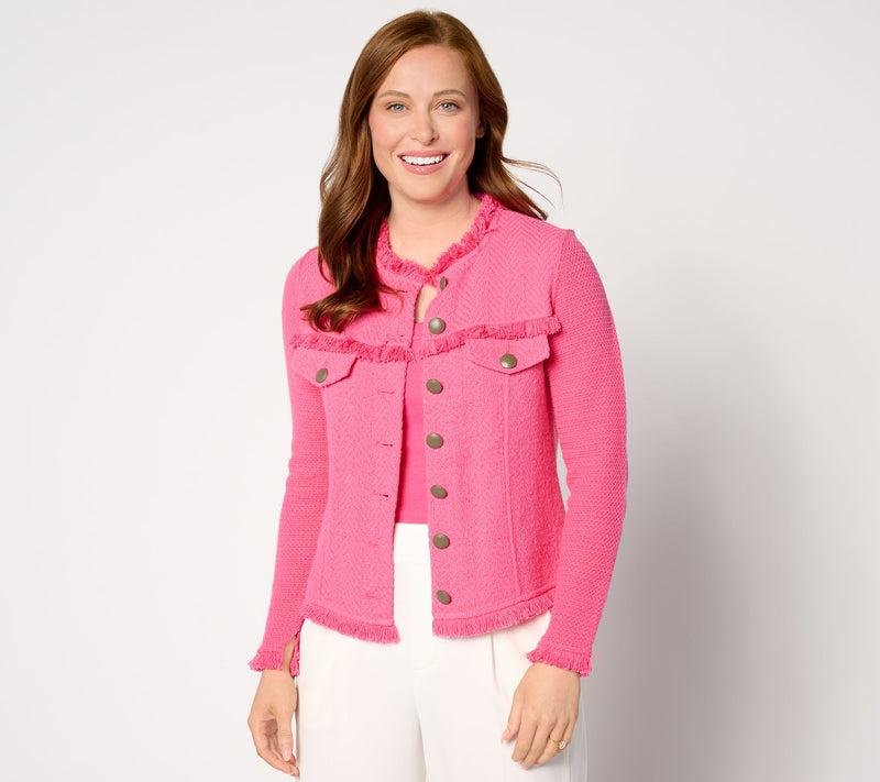 NIC+ZOE Utility Fringe Mix Knit Jacket — View 7
