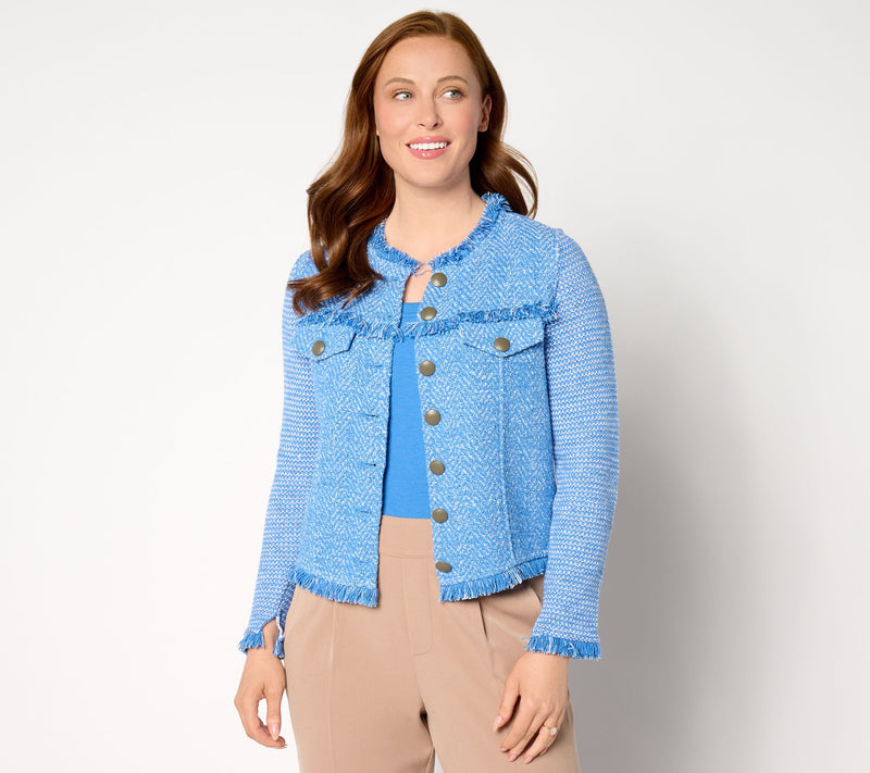 NIC+ZOE Utility Fringe Mix Knit Jacket — View 3