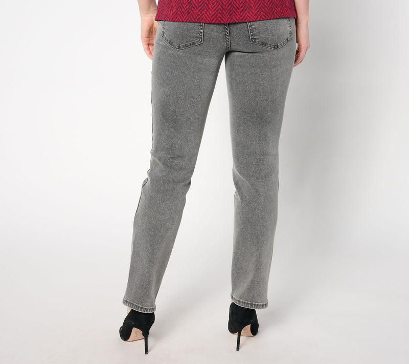 Isaac Mizrahi Live! Regular True Denim Grey Straight Leg Jeans — View 2