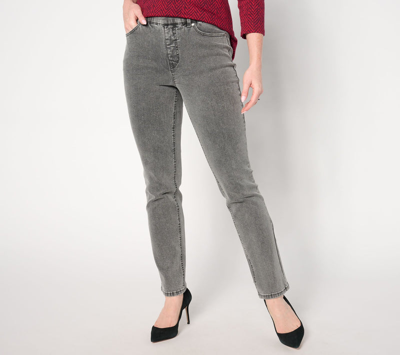 Isaac Mizrahi Live! Regular True Denim Grey Straight Leg Jeans — View 6