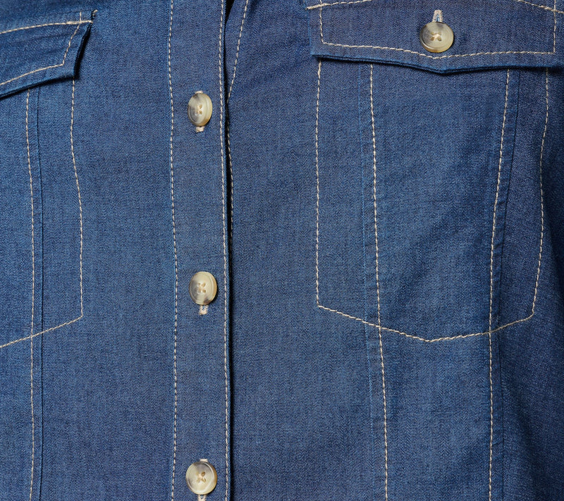 Belle Boho by Kim Gravel Bracelet Belle Sleeve Stretch Denim Shirt — View 4