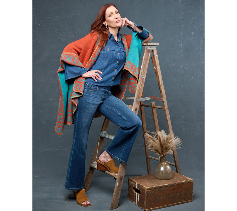Belle Boho by Kim Gravel Bracelet Belle Sleeve Stretch Denim Shirt — View 6