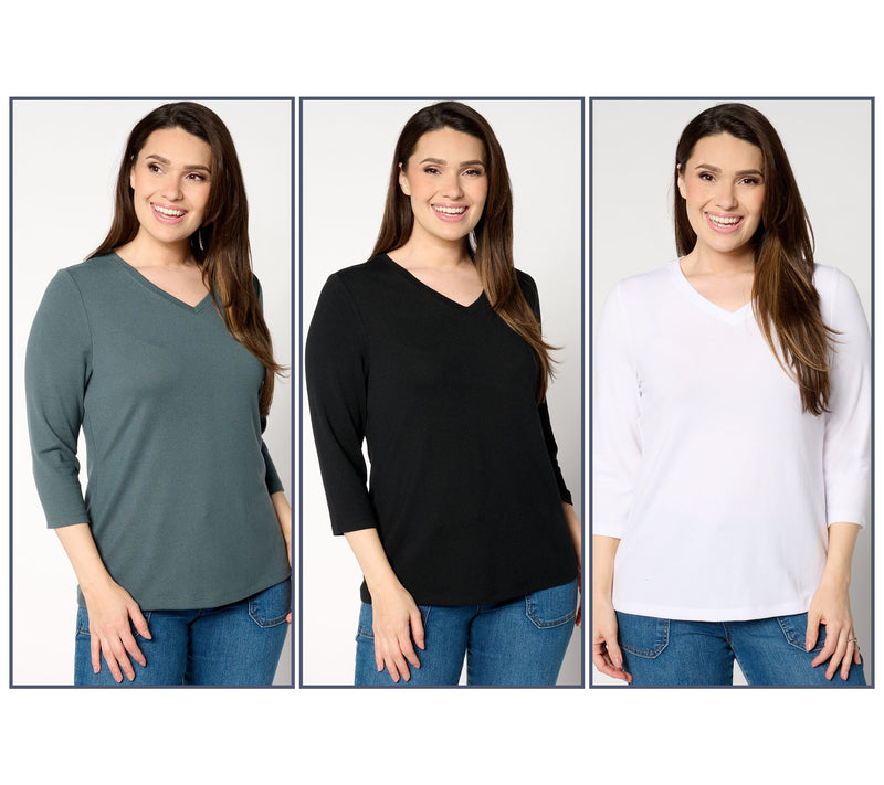 Denim & Co. Essentials Heavenly Jersey 3-Pack 3/4 Sleeve Tops — View 11