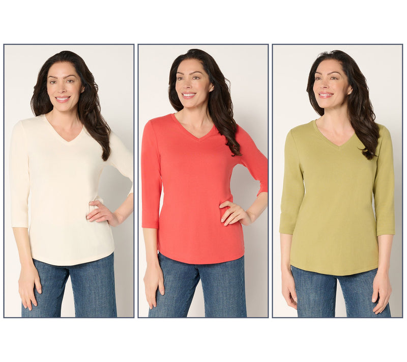 Denim & Co. Essentials Heavenly Jersey 3-Pack 3/4 Sleeve Tops — View 27