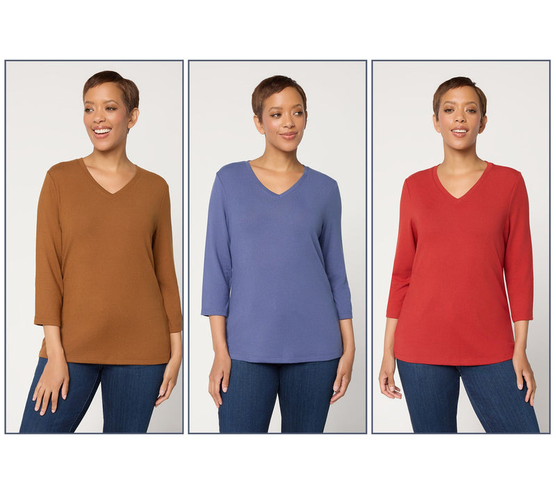 Denim & Co. Essentials Heavenly Jersey 3-Pack 3/4 Sleeve Tops — View 13