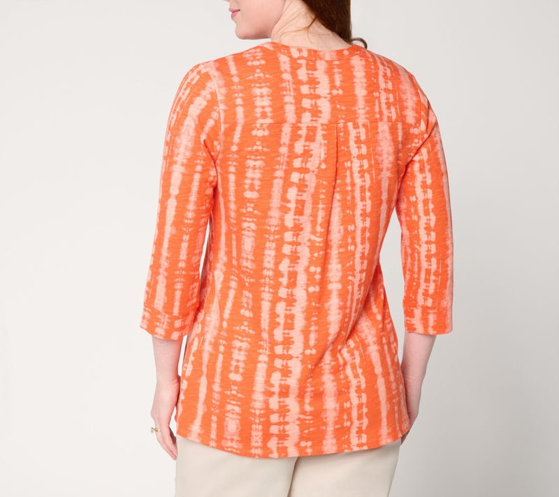 Denim & Co. Regular Texture-Knit 3/4-Sleeve Henley Tunic — View 6