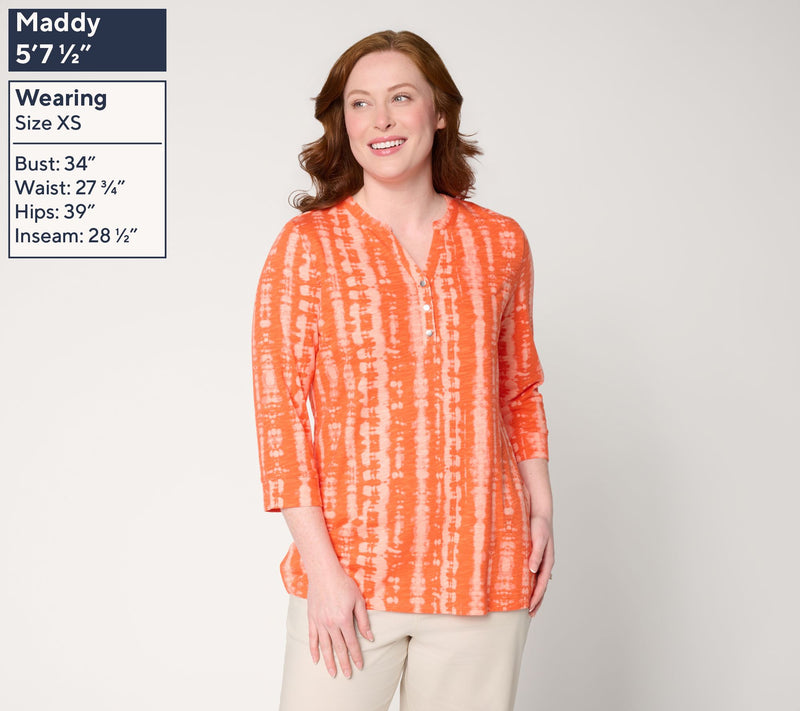 Denim & Co. Regular Texture-Knit 3/4-Sleeve Henley Tunic — View 5