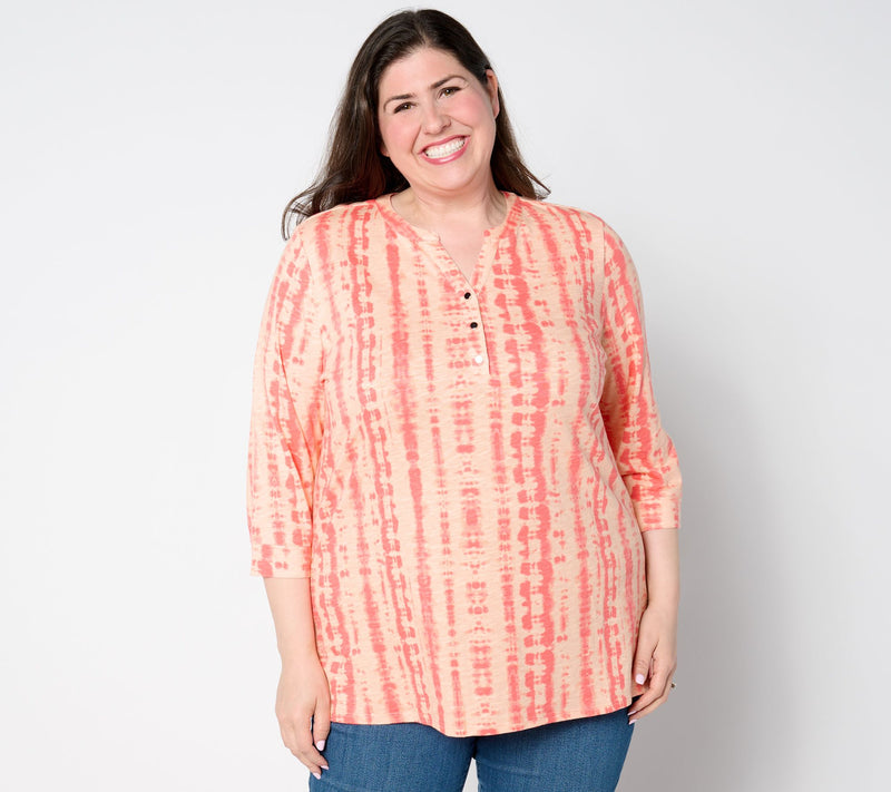 Denim & Co. Regular Texture-Knit 3/4-Sleeve Henley Tunic — View 21