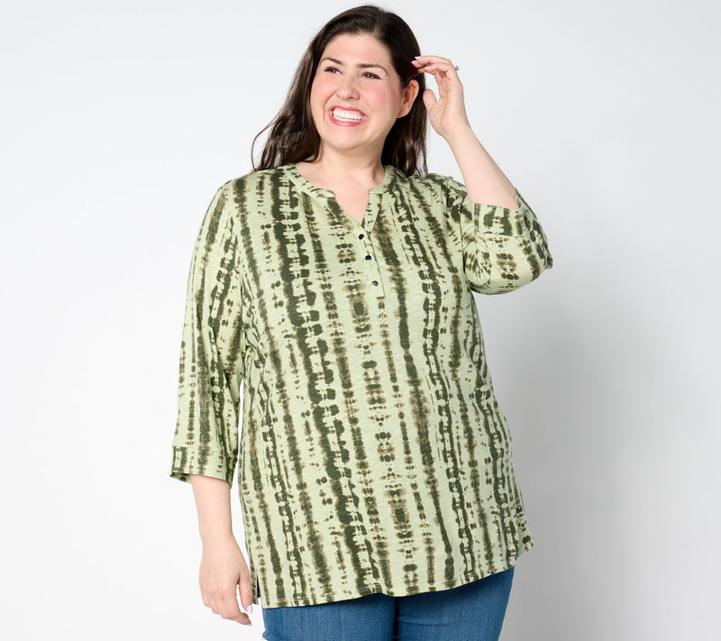 Denim & Co. Regular Texture-Knit 3/4-Sleeve Henley Tunic — View 22