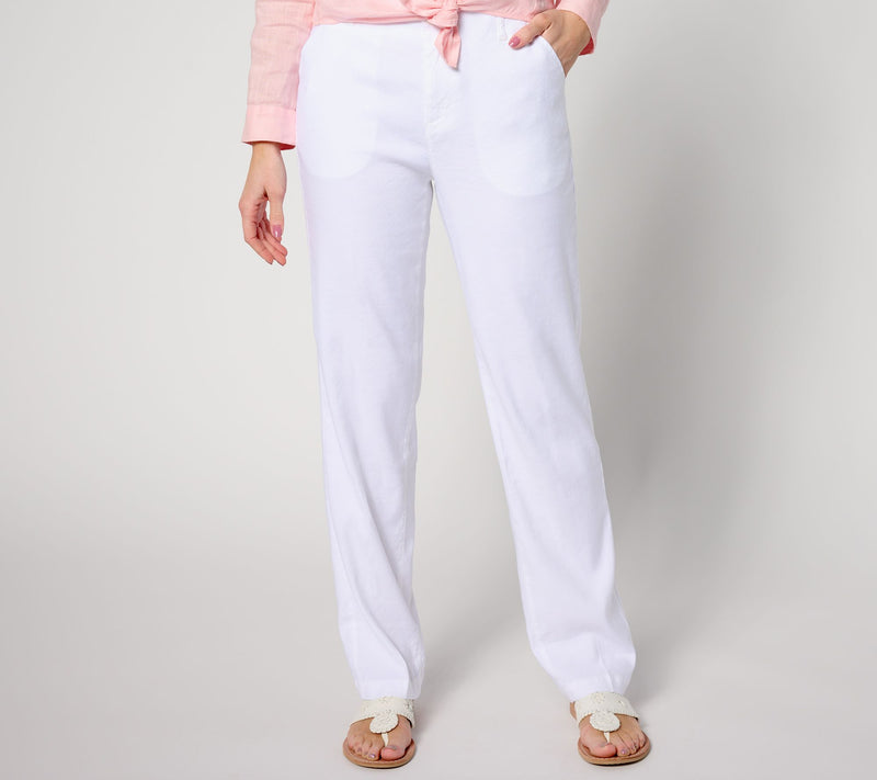NYDJ Marilyn Linen Trouser - Optic White — Main view