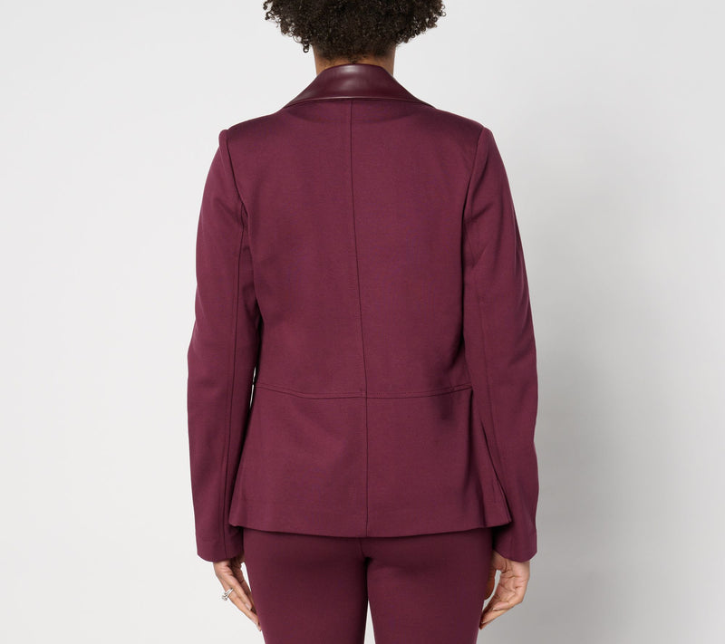 Belle by Kim Gravel Blazer with Faux Leather Trim — View 8