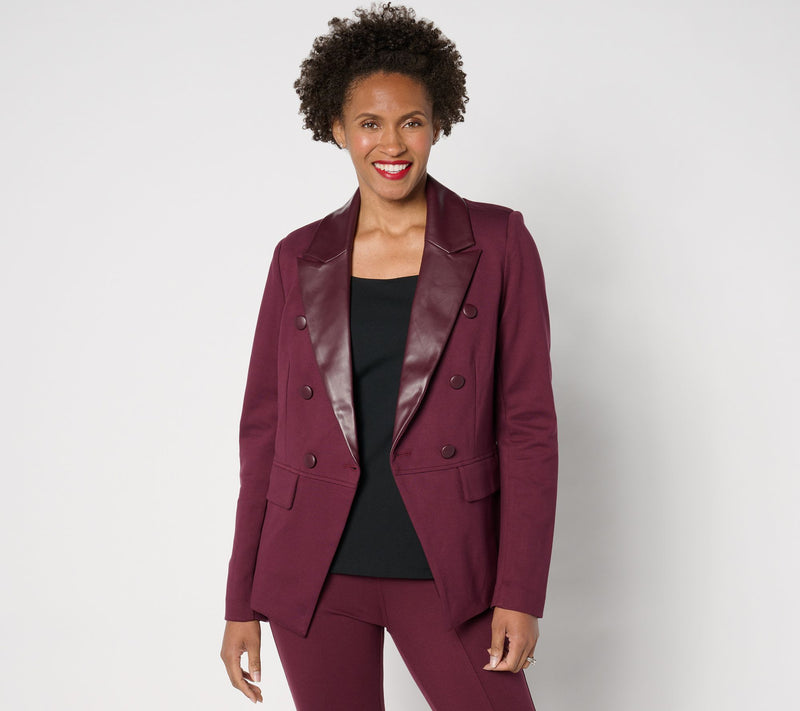 Belle by Kim Gravel Blazer with Faux Leather Trim — Main view
