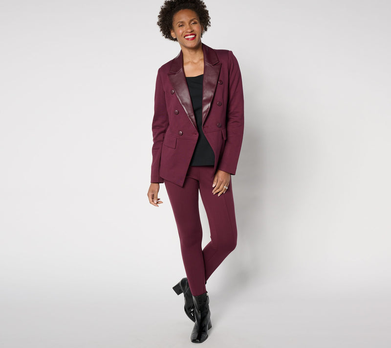 Belle by Kim Gravel Blazer with Faux Leather Trim — View 9